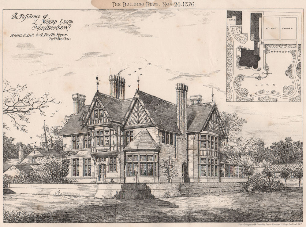 Residence of L. Ward, Northenden; Bell & Roper Architects. Manchester 1876